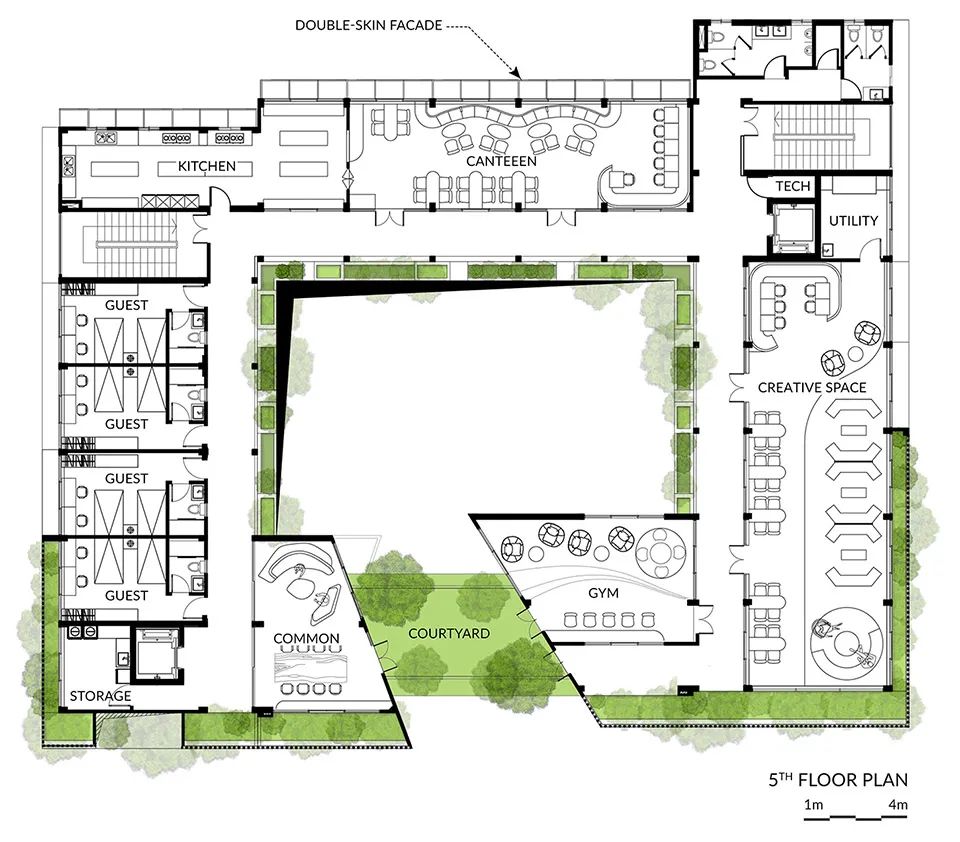 五樓平面圖 Plan 越南高等數學研究所／1+1>2 Architects