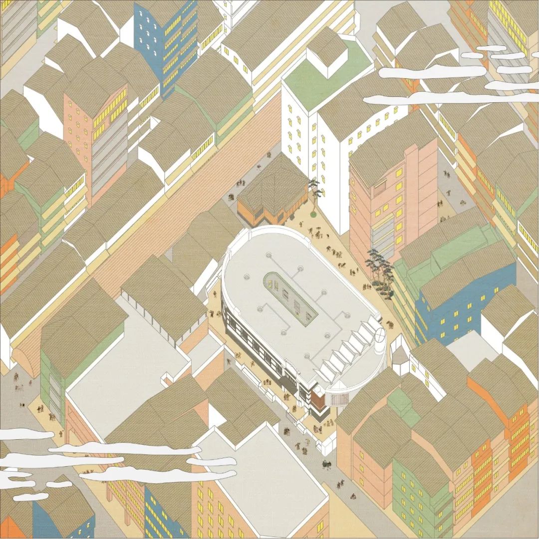 等角透視圖 新富町文化市場／林友寒 Behet Bondzio Lin Architekten