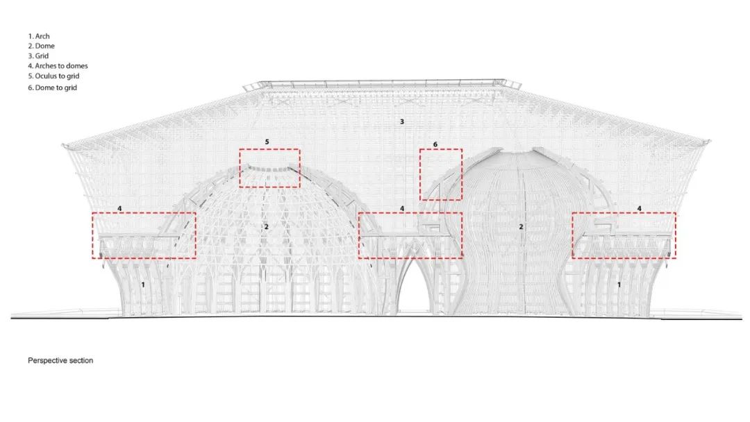 剖面圖 Section 富國島大世界歡迎中心Vinpearl 越南建築 竹構造 Vietnam Bamboo Structure/VTN Architects 武重義建築事務所