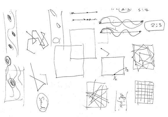 Sketch about string theory(弦論) by Cecil Balmond