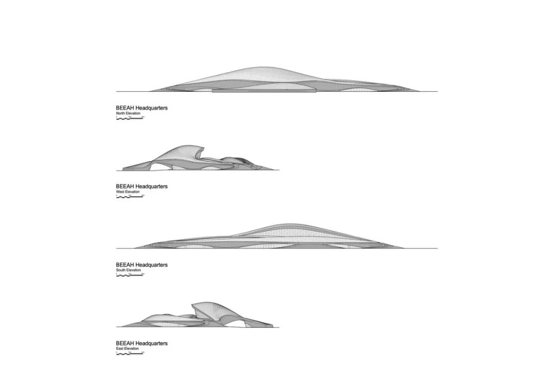 立面圖 Elevation 阿聯酋BEEAH總部大樓／Zaha Hadid Architects