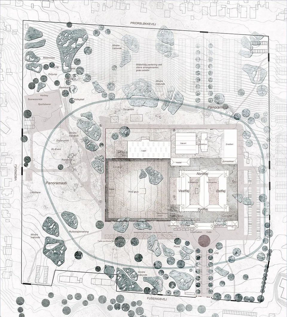 全區配置圖 丹麥FÆNGSLET監獄博物館西廳舊建築改造 Denmark HorsensStatsfængsel／Cubo Arkitekter
