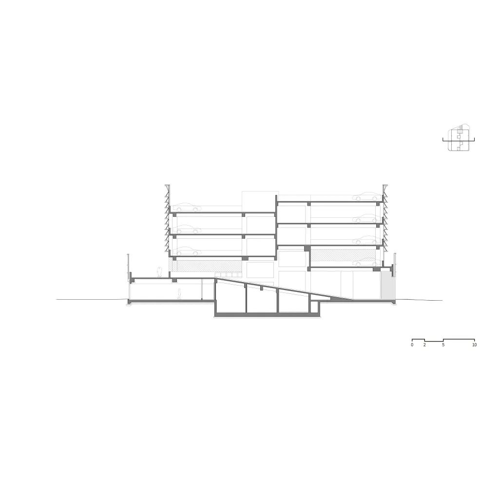 剖面圖 Section 韓國京畿道立體停車場PYTK/Urban Ark Architects
