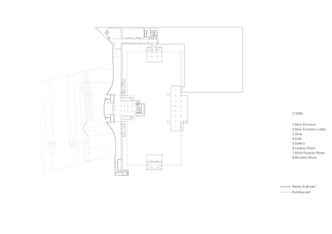 B1平面圖 Plan 京都市京瓷美術館／青木淳建築計畫事務所＋西澤徹夫建築事務所