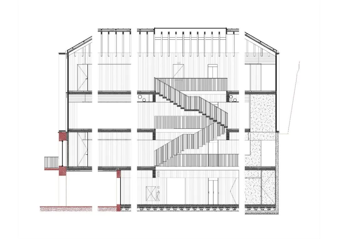 剖面圖 Section 西班牙維戈大學在市區的新總部 Edificio Redeiras - Universidade de Vigo/Abalo Alonso Arquitectos
