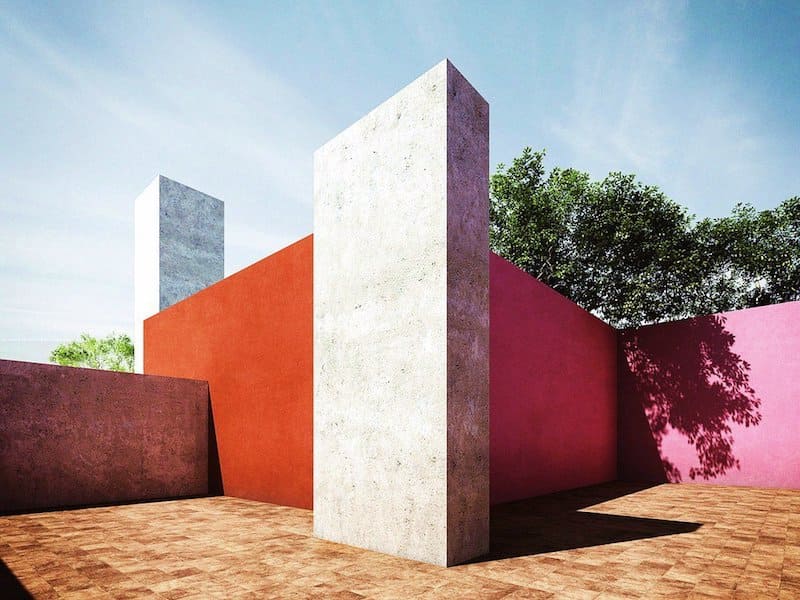 路易斯·巴拉岡(Luis Barragan)設計的聖·克里斯特博馬厩與別墅(San Cristobal)位於墨西哥北郊,是一座屬於私人的宅院。在這裡,色彩鮮豔的高牆和清澈的水池造就了一條獨特的風景線。「建築除了是空間的,還是音樂的,是用水來演奏的樂曲。牆為我們創造了寧靜,在這份寧靜中,用水奏響美妙的樂章就在我們身邊繚繞。」極具南美風情的色彩與清爽的水流交相輝映,高牆帶來的立體感與幾何造型則流露著現代主義的元素。光影與水在他的作品中隨處可見。自然中無法真實觸摸的陽光與空氣與那些色彩濃烈的牆體交錯在一起,兩者發生著奇妙的反應。