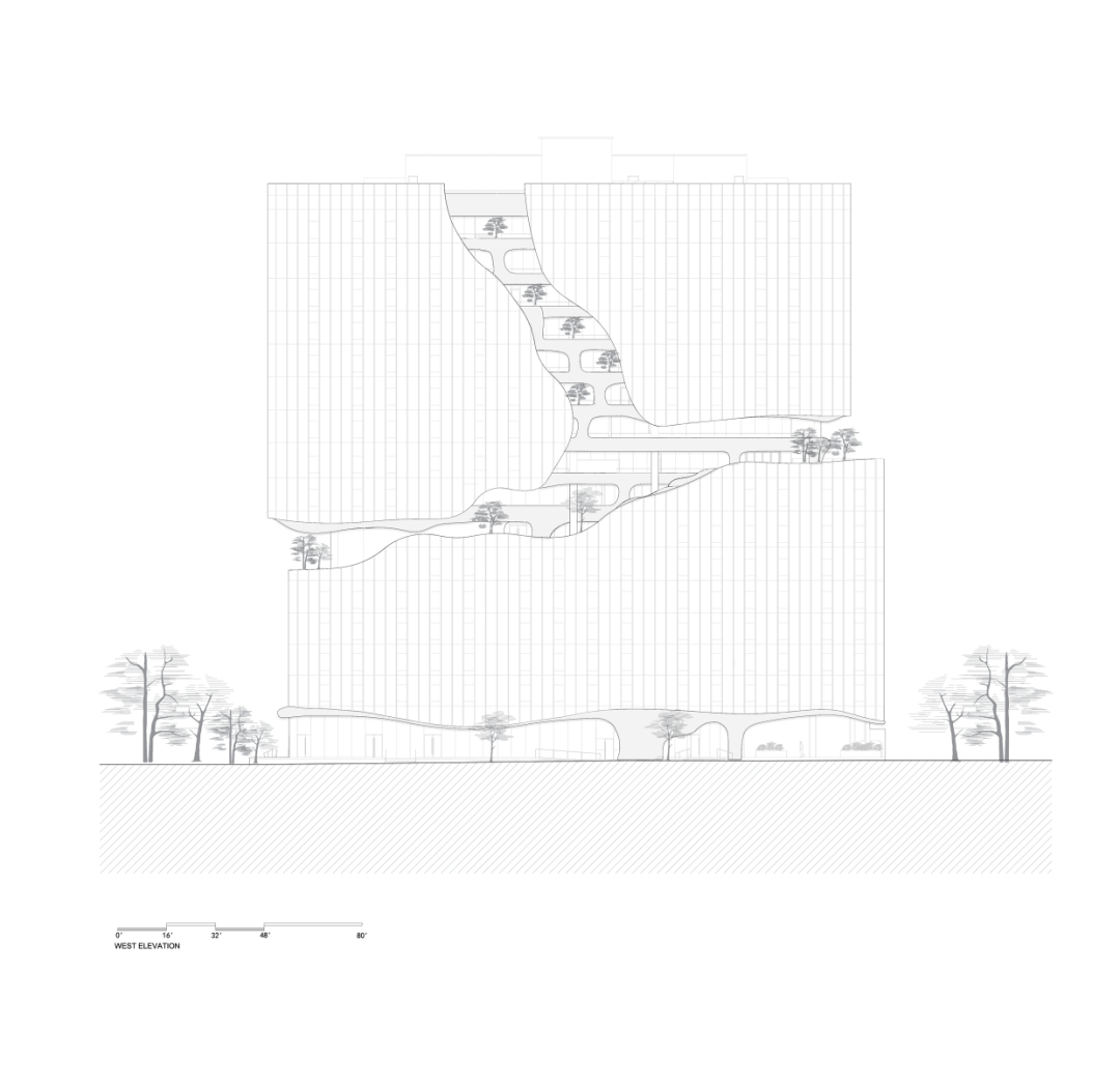 立面圖 Elevation 美國丹佛One River North Residences Denver Colorado集合住宅動工／馬岩松 MAD