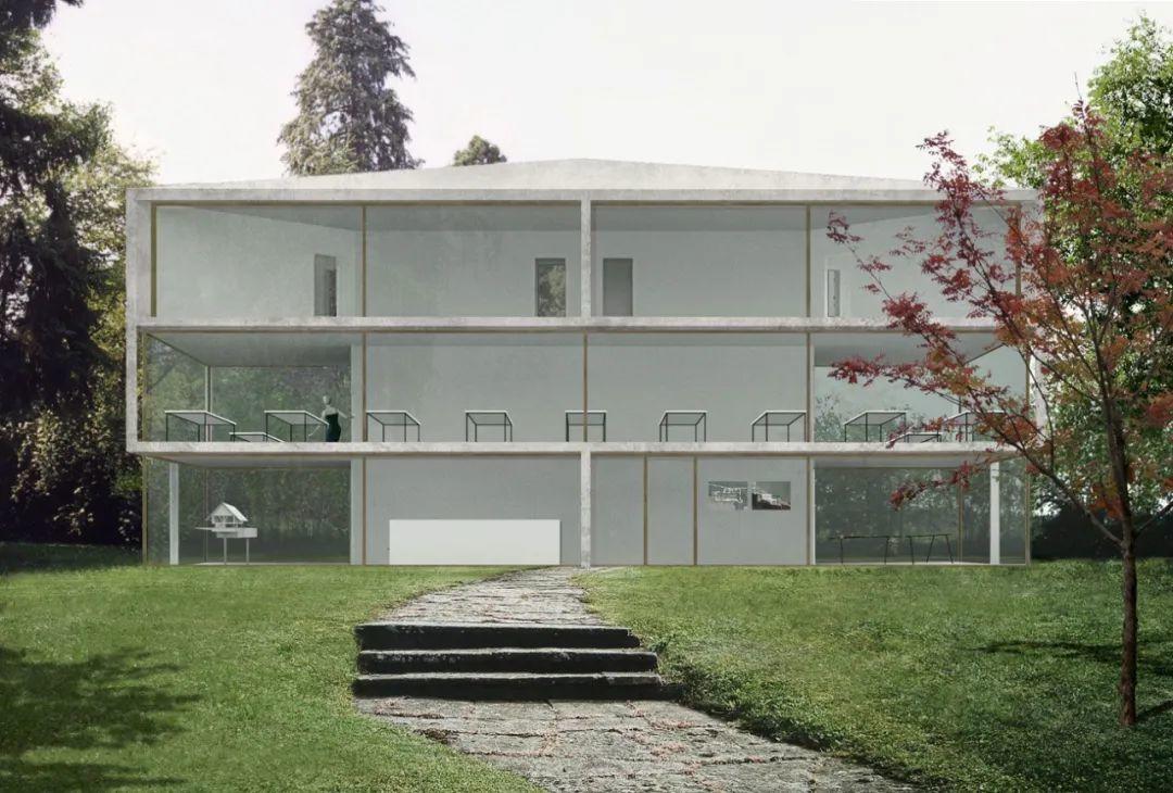 渲染圖,建築師工作室Architect’s office with two steps in situ concrete/Pascal Flammer