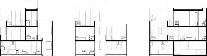 剖面圖 Section 墨西哥住宅社區Pensamientos Residencial／Espacio 18 Arquitectura