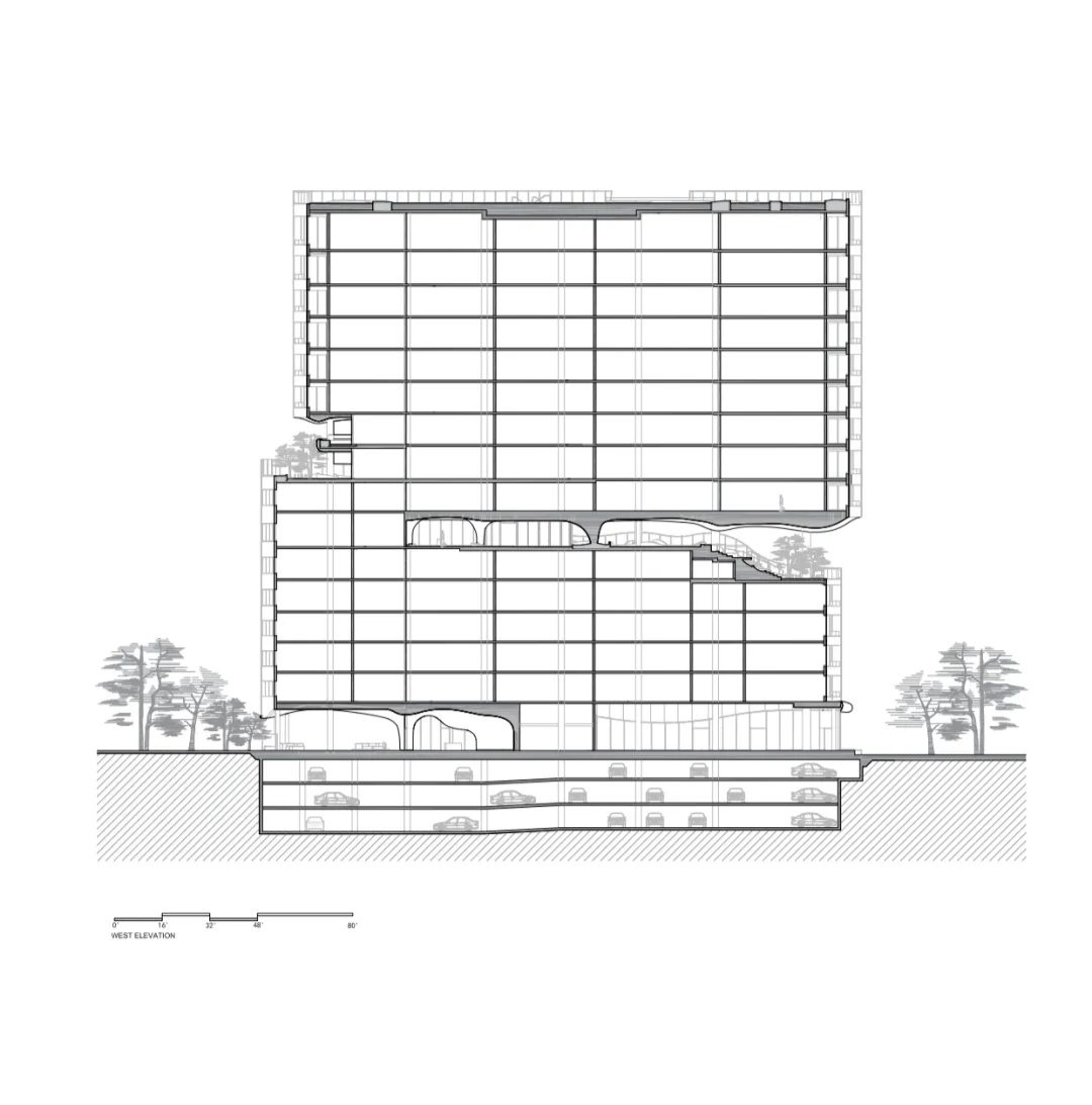 剖面圖 Section 美國丹佛One River North Residences Denver Colorado集合住宅動工／馬岩松 MAD