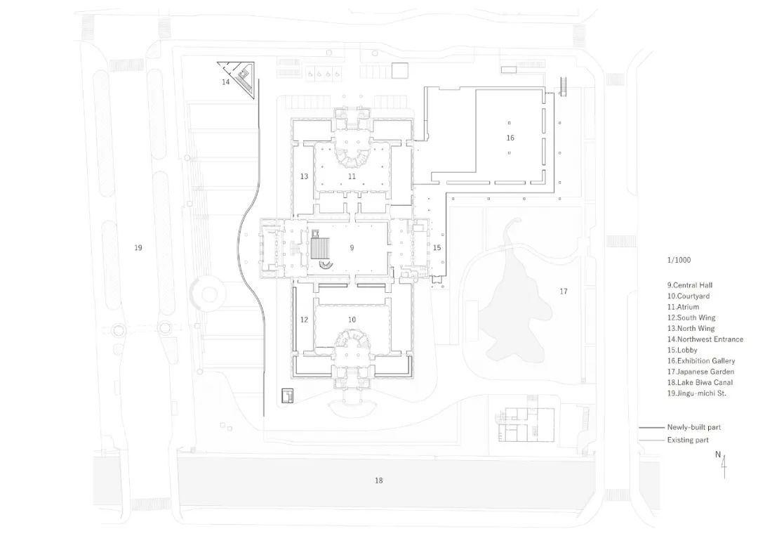 1F平面圖 Plan 京都市京瓷美術館／青木淳建築計畫事務所＋西澤徹夫建築事務所
