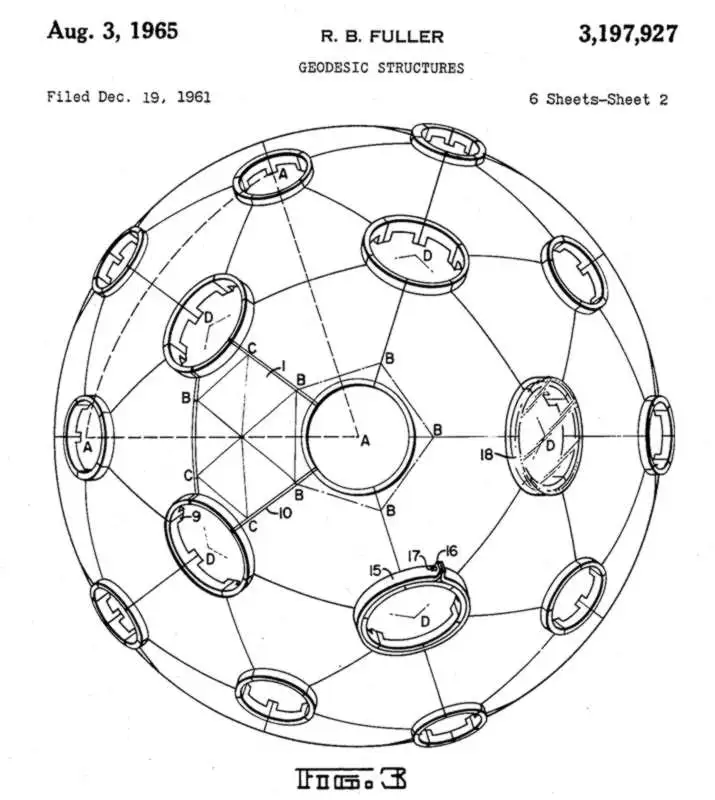 Buckminster Fuller大概用了二十年一直在完善他的測地線穹隆（geodesic dome）的設計