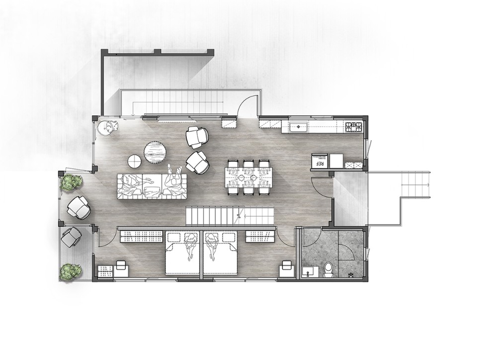 二樓平面圖 container house 台中貨櫃屋 漂浮之屋／七澄建築