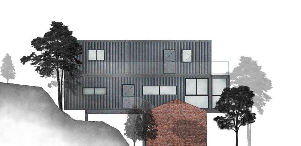 北向立面圖 container house 台中貨櫃屋 漂浮之屋／七澄建築