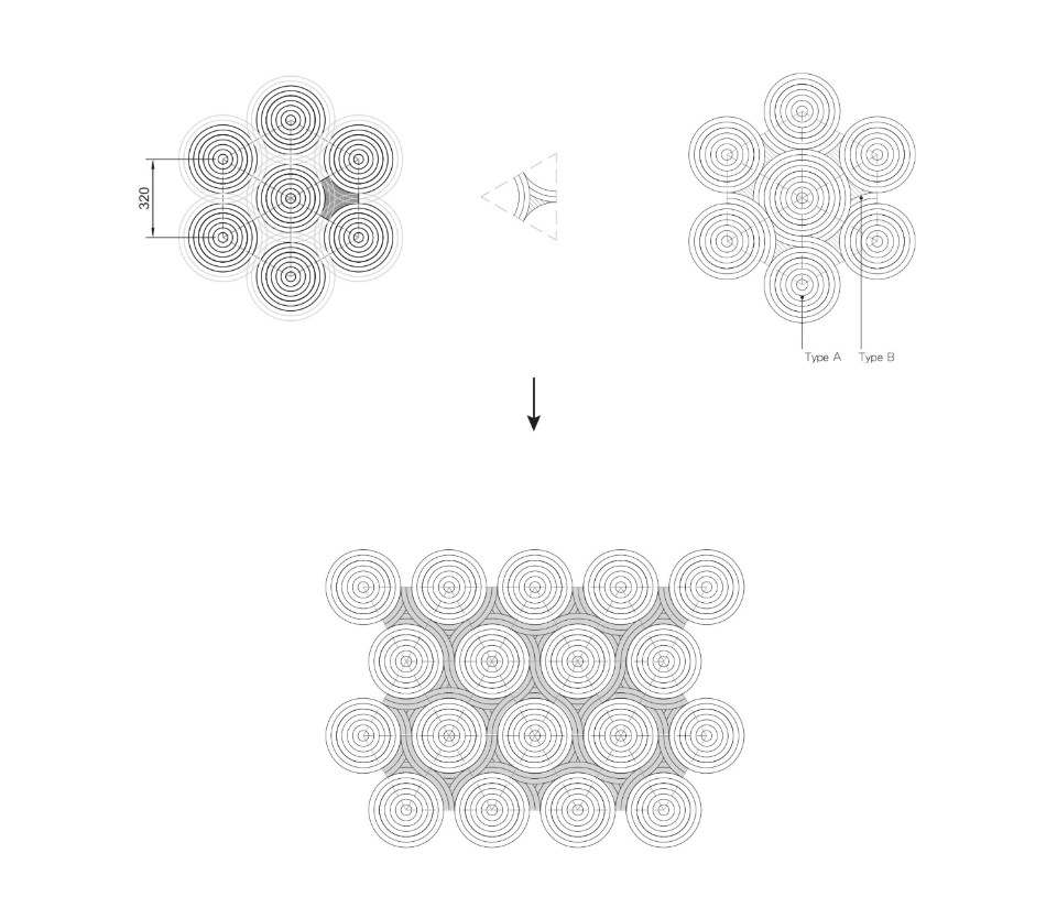 新竹幸福廣場鋪面幾何圖案演變示意圖／嶼山工房 林聖峰