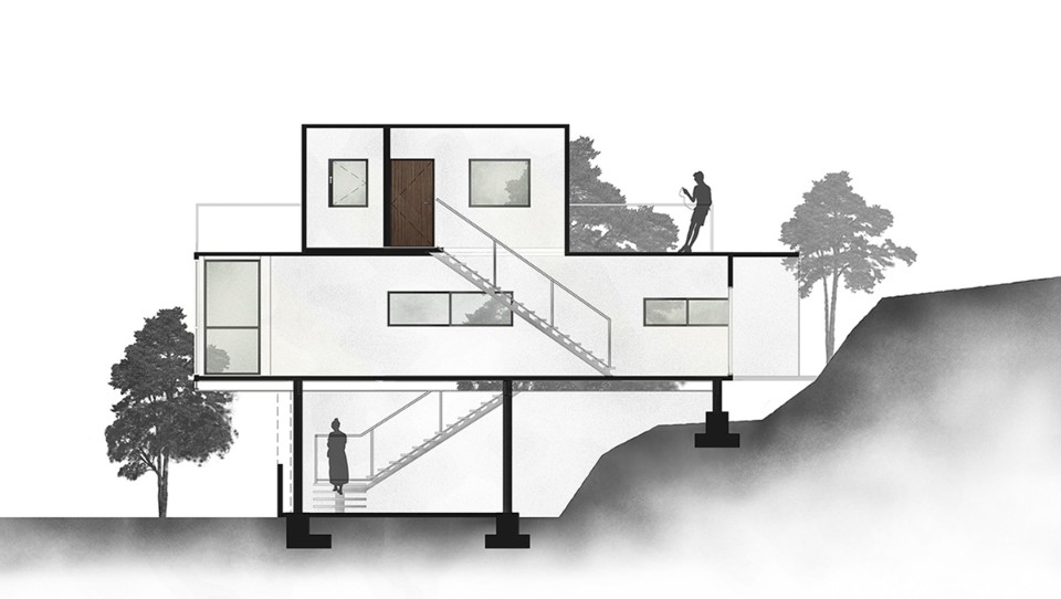 長向剖面圖 container house 台中貨櫃屋 漂浮之屋／七澄建築