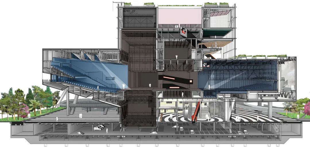 超級大劇場剖面透視圖 taipei performing arts center台北表演藝術中心／OMA Rem Koolhaas