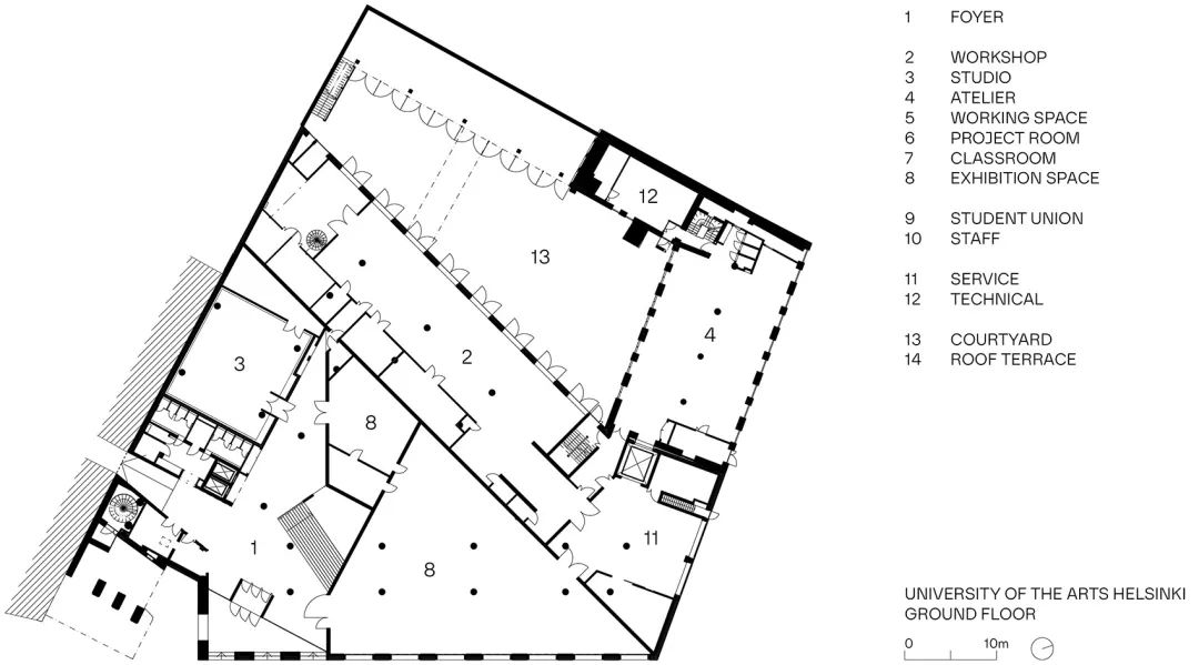 一樓平面圖 Plan 赫爾辛基藝術大學University of the Arts Helsinki／JKMM Architects