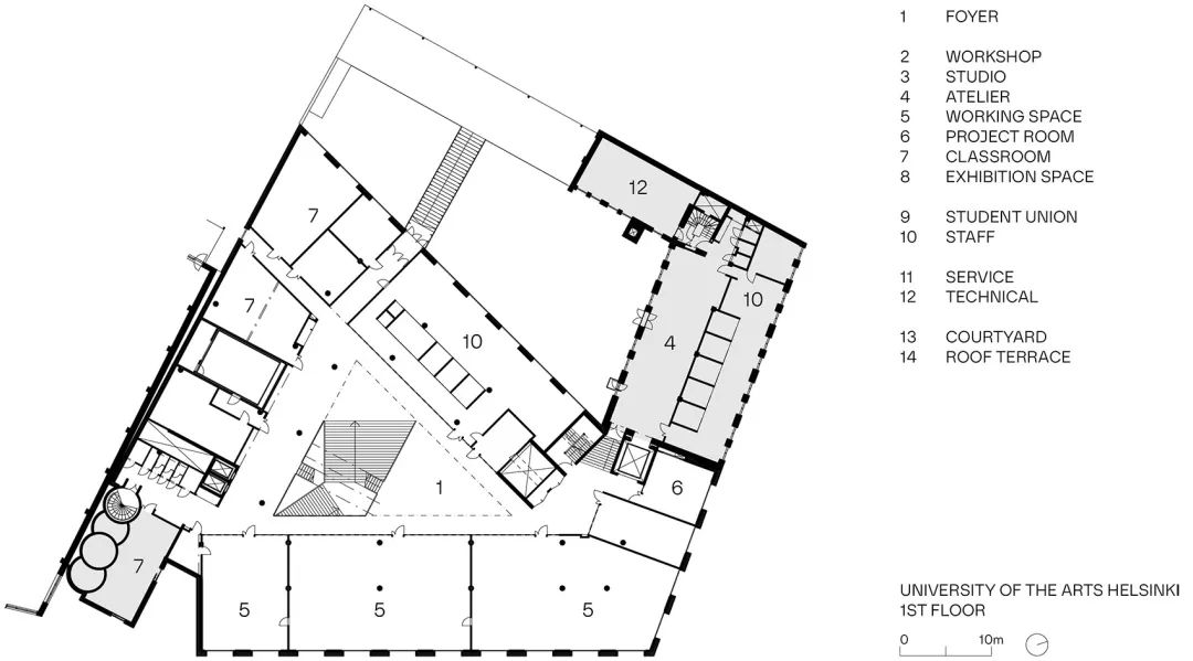 二樓平面圖 Plan 赫爾辛基藝術大學University of the Arts Helsinki／JKMM Architects
