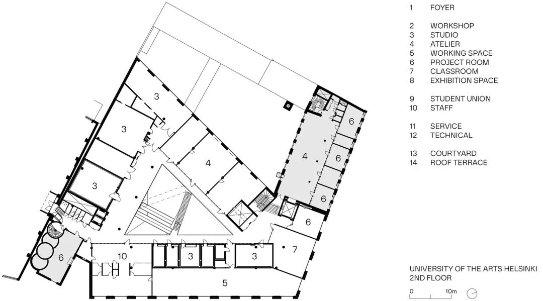 三樓平面圖 Plan 赫爾辛基藝術大學University of the Arts Helsinki／JKMM Architects