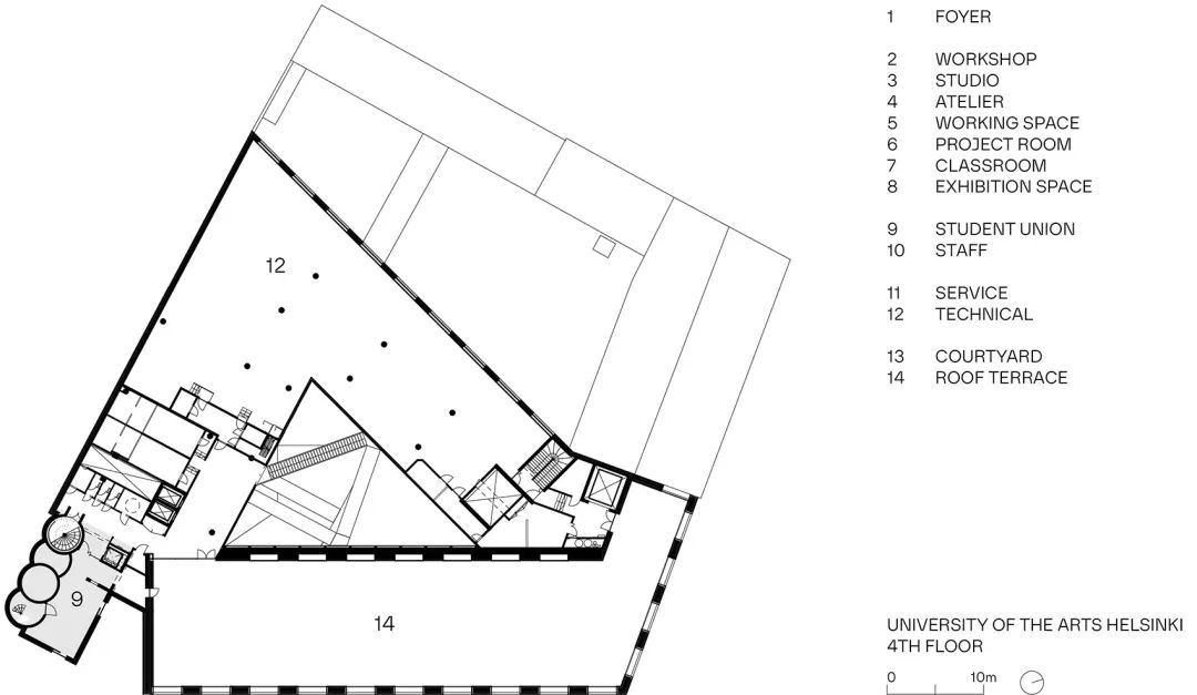 五樓平面圖 Plan 赫爾辛基藝術大學University of the Arts Helsinki／JKMM Architects