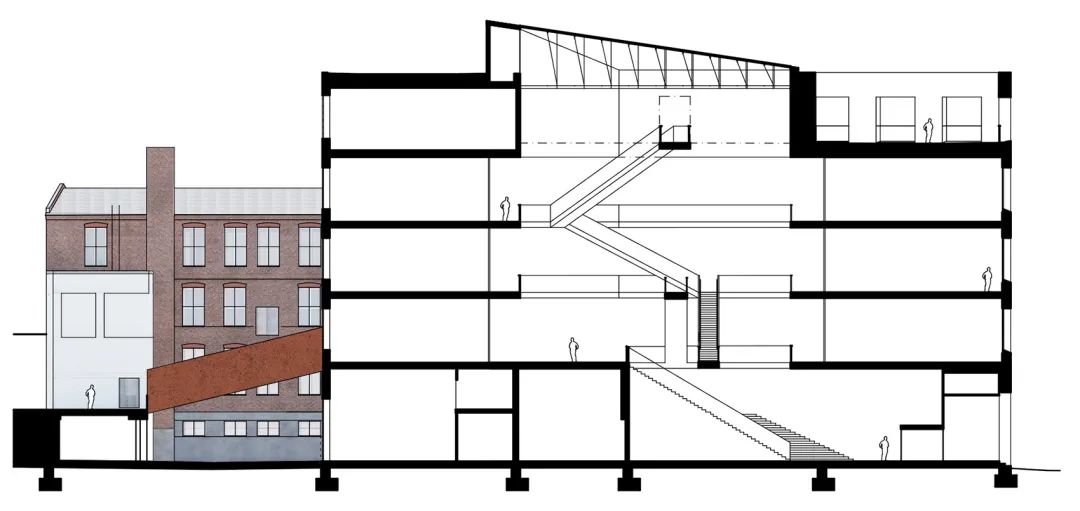 剖面圖 Section 赫爾辛基藝術大學University of the Arts Helsinki／JKMM Architects