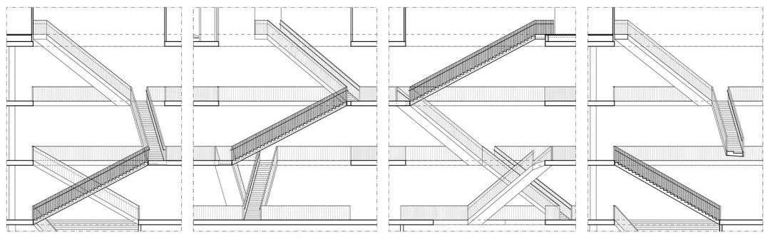 樓梯立面圖 Elevation 赫爾辛基藝術大學University of the Arts Helsinki／JKMM Architects