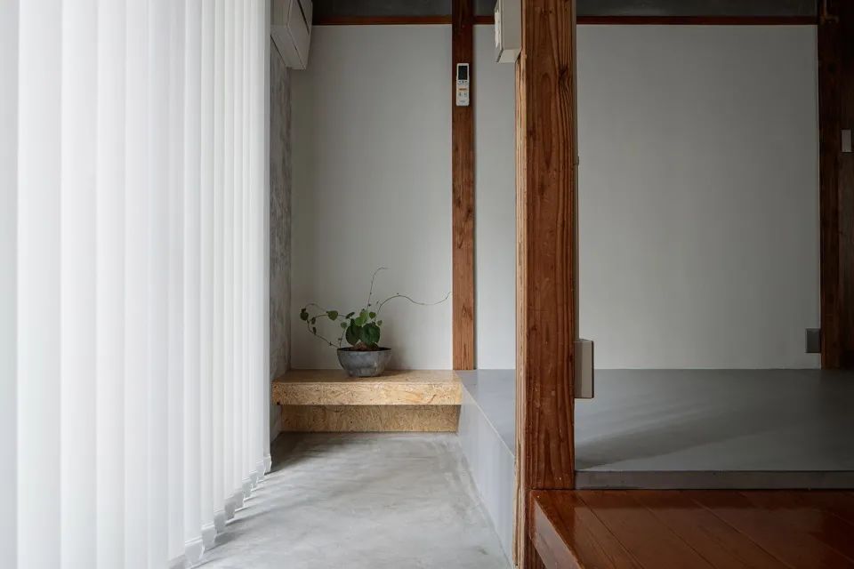 玄關「土間」區域以灰色的拋光混凝土鋪設 Tokyo House 東京木構造一戶建私人住宅目黒本町の家／ROOVICE