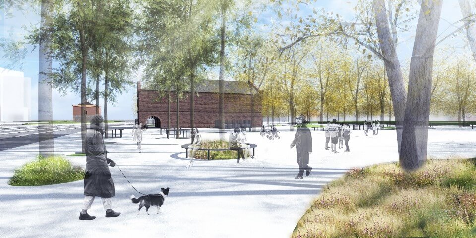 沿街步道透視模擬圖 台北市西區門戶計畫,三井倉庫歷史建築景觀設計/吳書原 太研規劃設計
