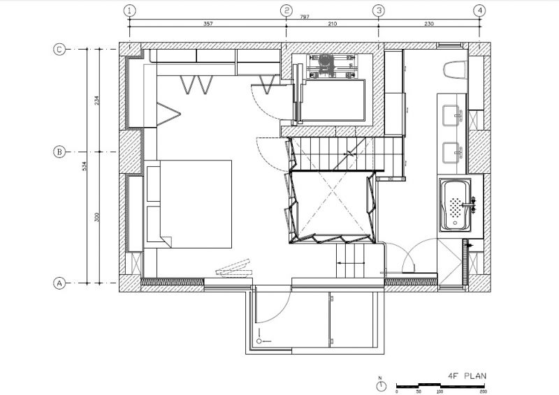 4F平面圖 Plan 台北士林透天厝 住宅 音樂之屋House of Music／XRANGE 十一事務所