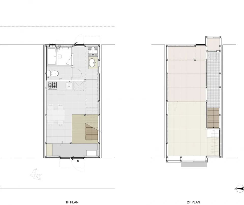 一樓和二樓平面圖 Plan Tokyo House 東京木構造一戶建私人住宅目黒本町の家／ROOVICE