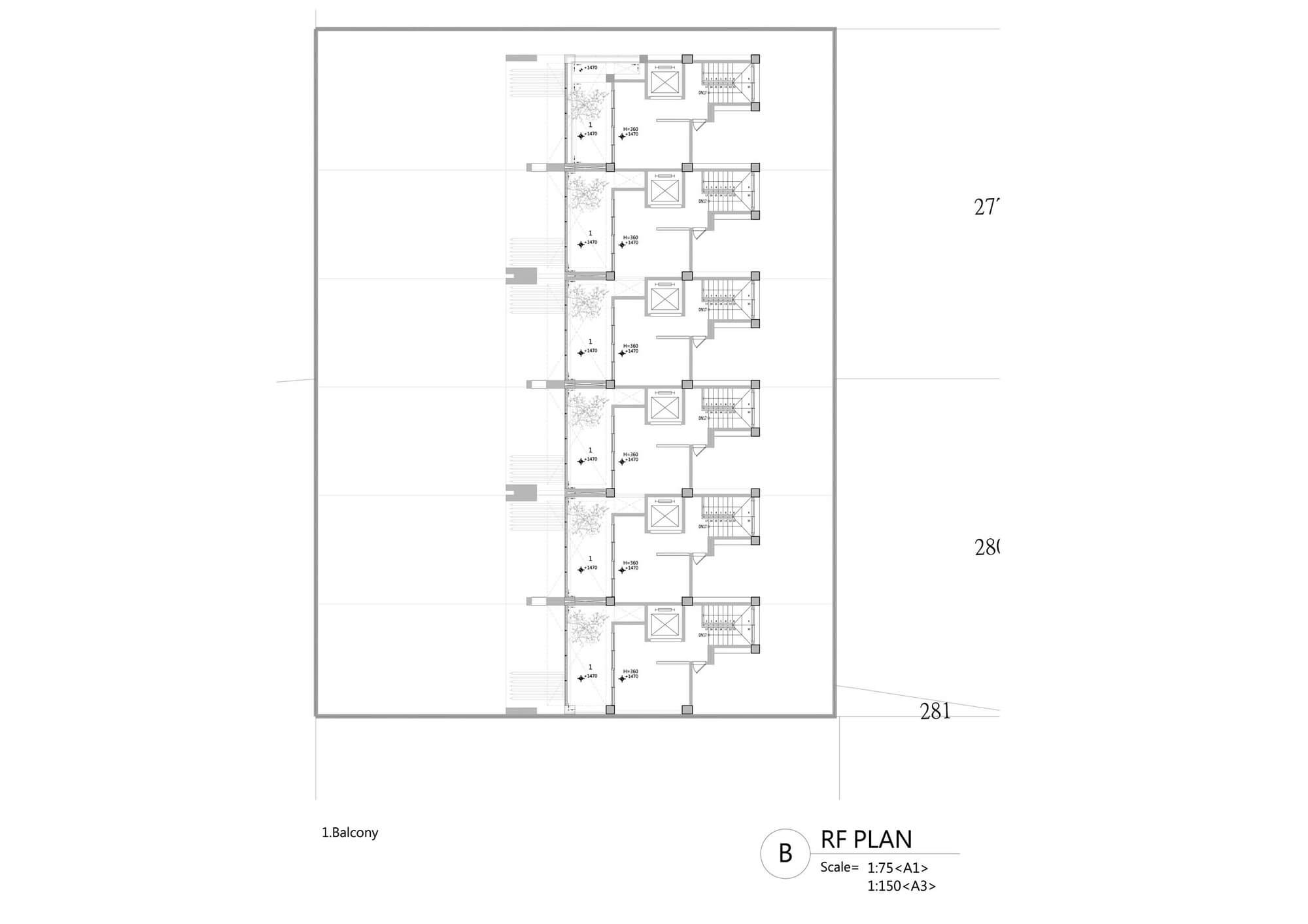 屋頂平面圖 RF Plan 鉅璽建設建案台中南屯透天別墅鉅璽鉅砌／魏相曄 尋樸建築師事務所