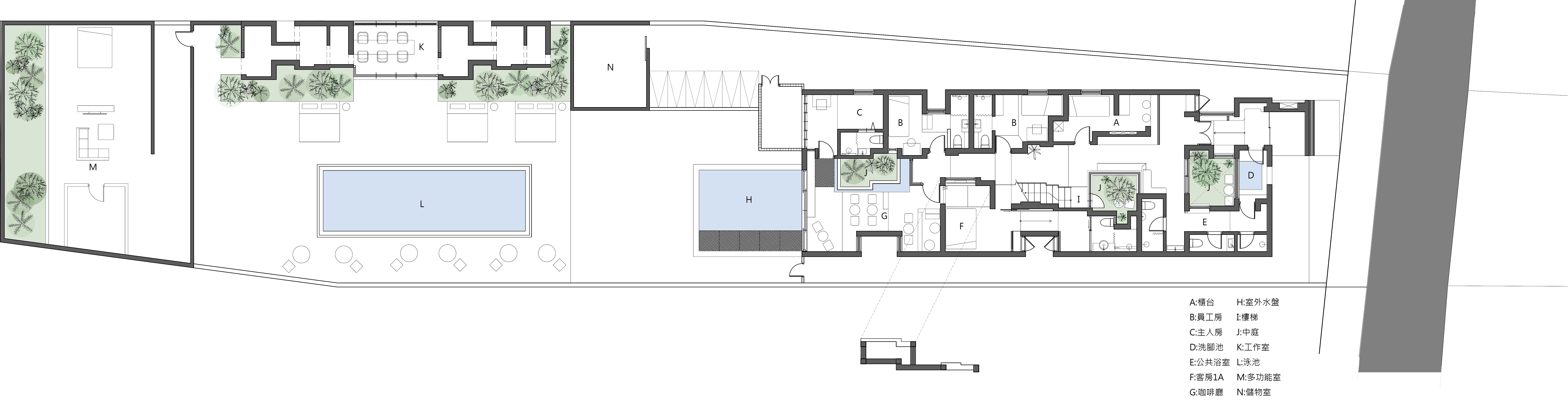 一層平面圖 澎湖緣民宿ENISHI RESORT VILLA／前田紀貞+辻真悟+翁廷楷+陳冠帆