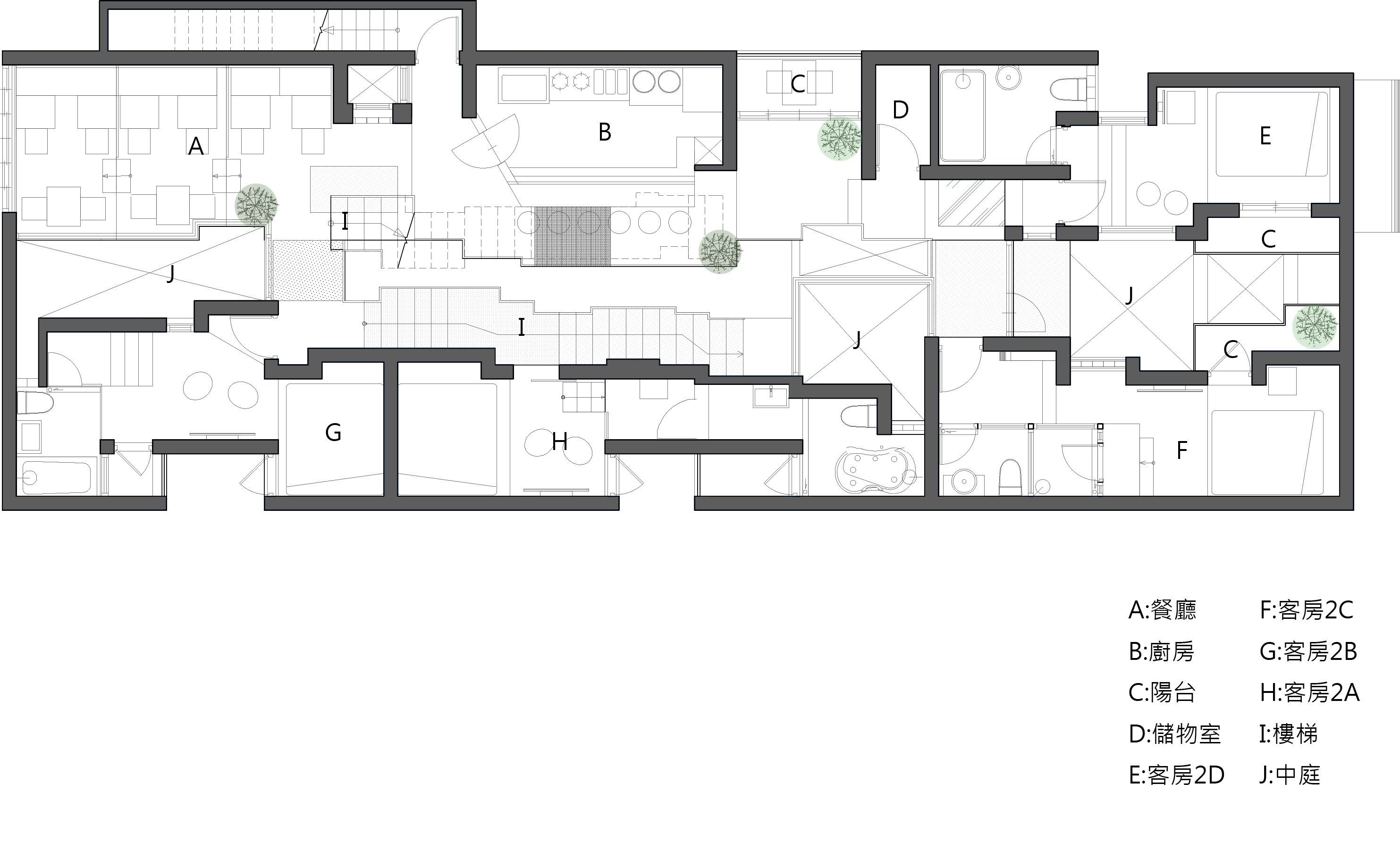 二層平面圖 澎湖緣民宿ENISHI RESORT VILLA／前田紀貞+辻真悟+翁廷楷+陳冠帆