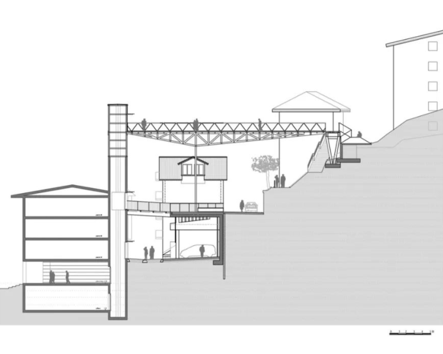 剖面圖 Section Spain 西班牙Zumaia Urban Elevator／TAPER Arkitektura + VAUMM