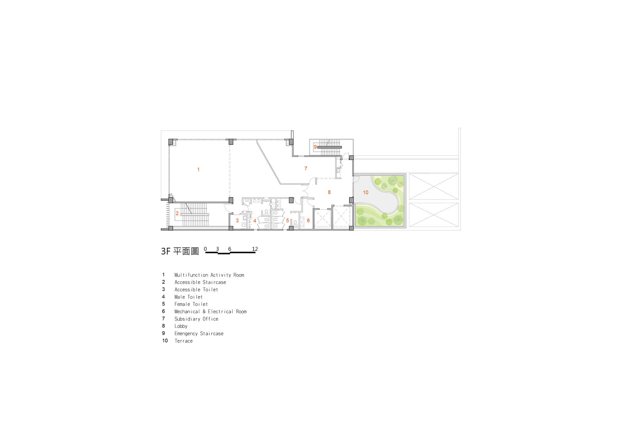 3F平面圖 雙連新莊社會福利中心／JJPAN 潘冀聯合建築師事務所