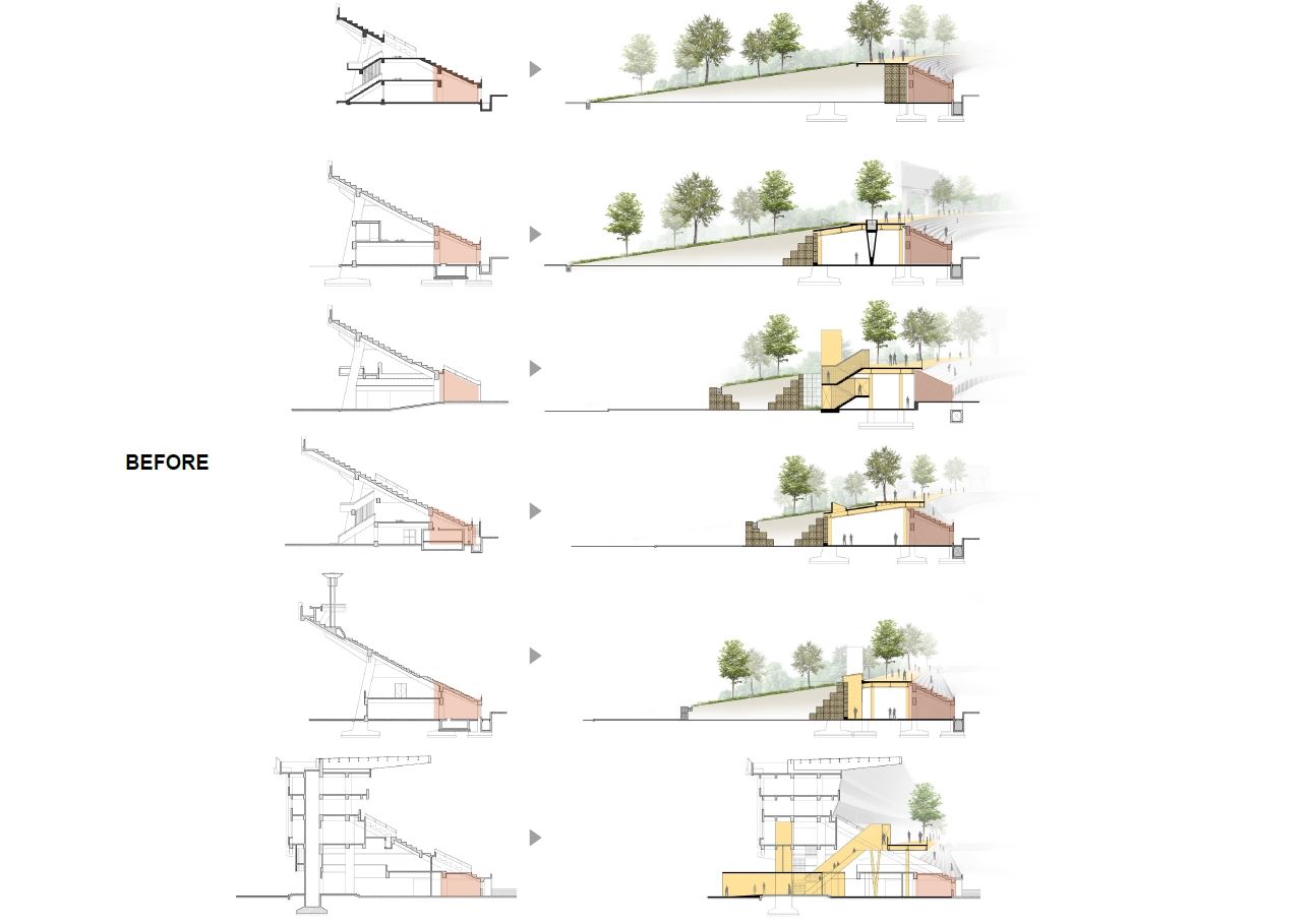高雄中正運動場經過邱文傑巧思改造成為都市裡的綠色山丘