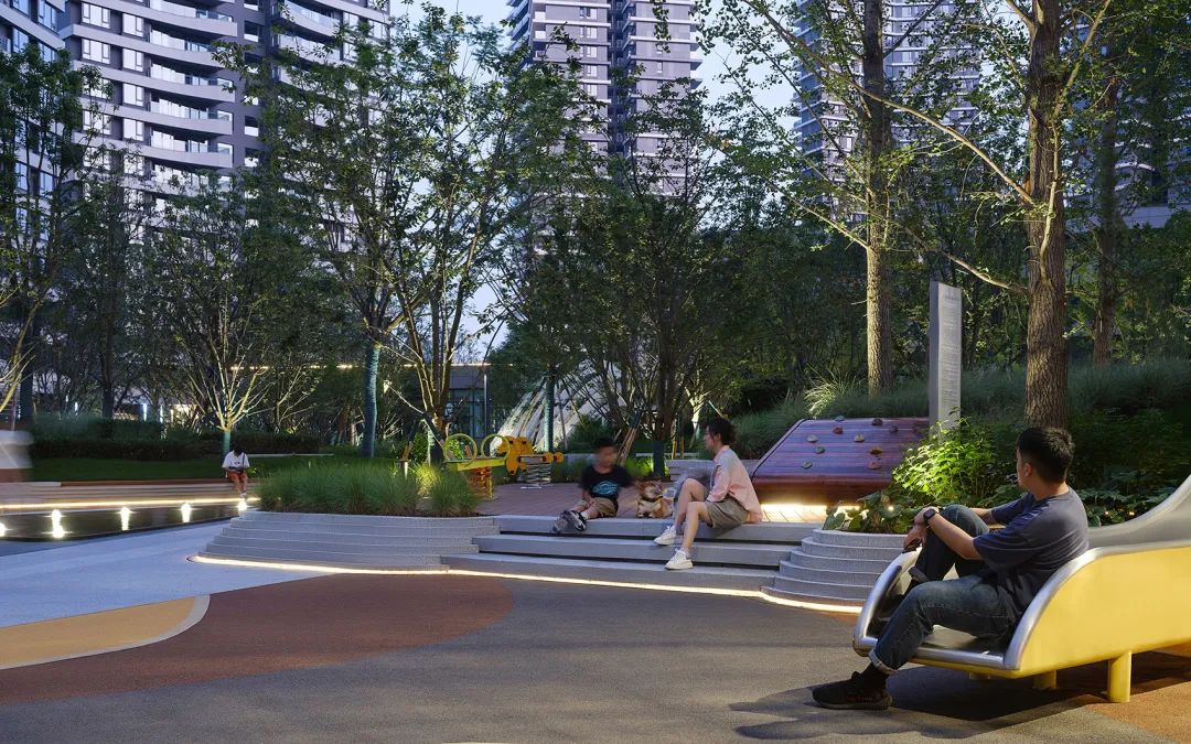 兒童玩耍平台夜間景觀 中國景觀設計 鄰里峽谷|麓湖·汀院 china landscape design/大小景觀