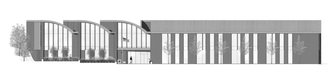 立面圖 Elevation 零能耗圖書館Charlotte & William Bloomberg Medford Public Library／Schwartz/Silver Architects