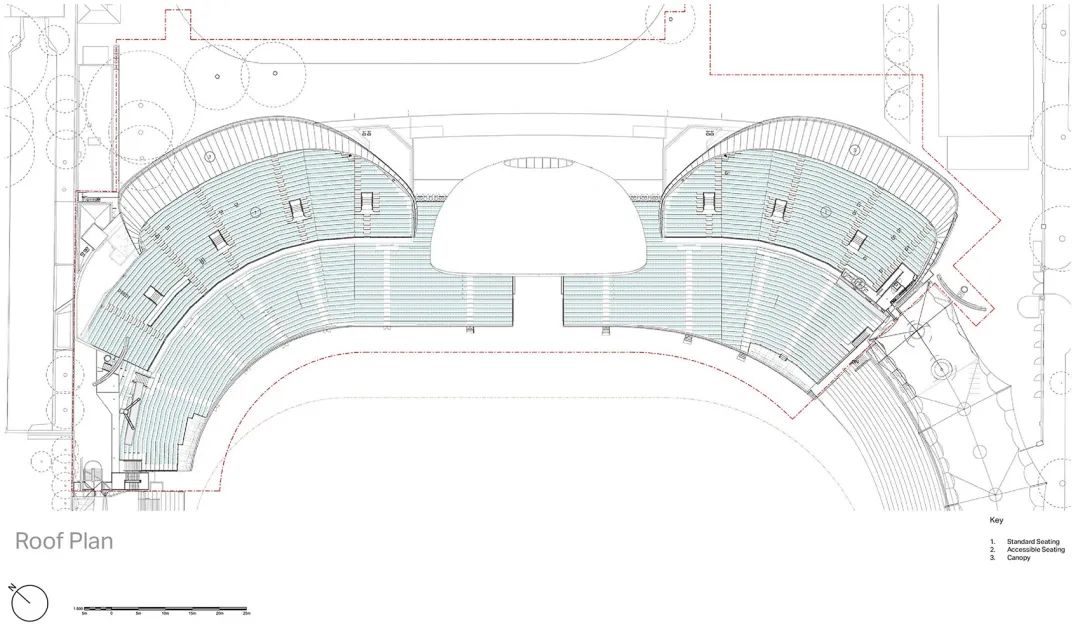 屋頂平面圖 Plan 倫敦勛爵板球場看台Compton & Edrich Stands Lord Cricket Ground/WilkinsonEyre
