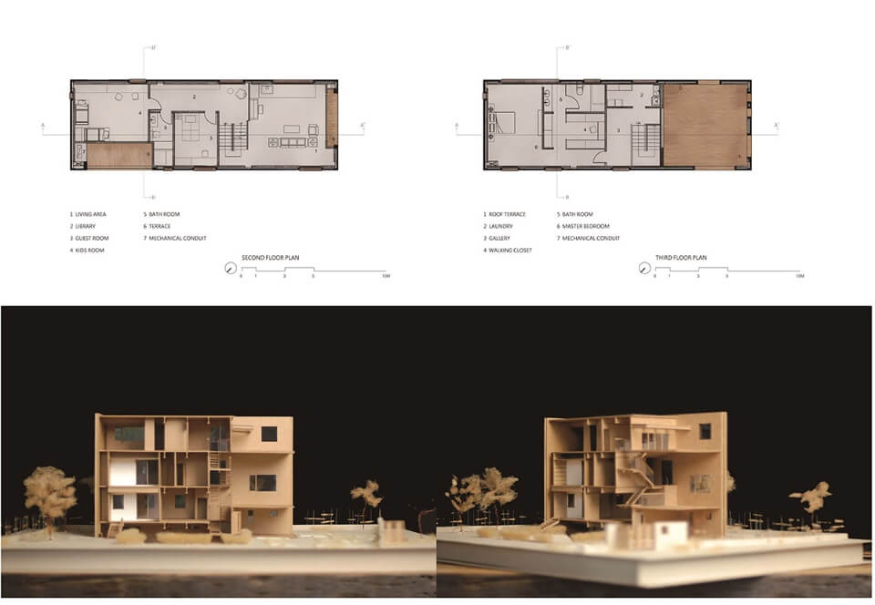 2F.3F平面圖及剖面模型 金門磚屋The Bricks／宏矩建築師事務所