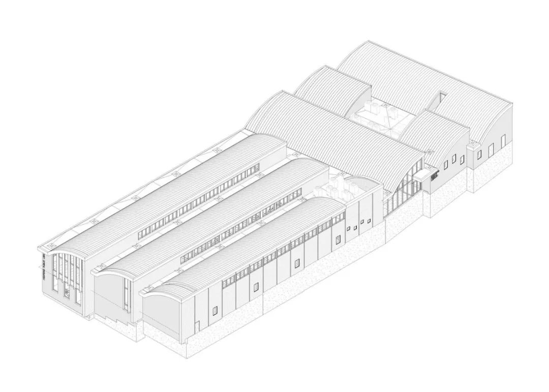 等角透視圖 零能耗圖書館Charlotte & William Bloomberg Medford Public Library/Schwartz/Silver Architects