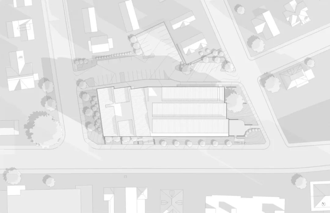 全區配置圖 零能耗圖書館Charlotte & William Bloomberg Medford Public Library／Schwartz/Silver Architects