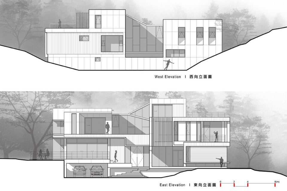 西向、東向立面圖 Elevation 新竹寶山‧階之屋/胡世昭 世騰建築設計事務所