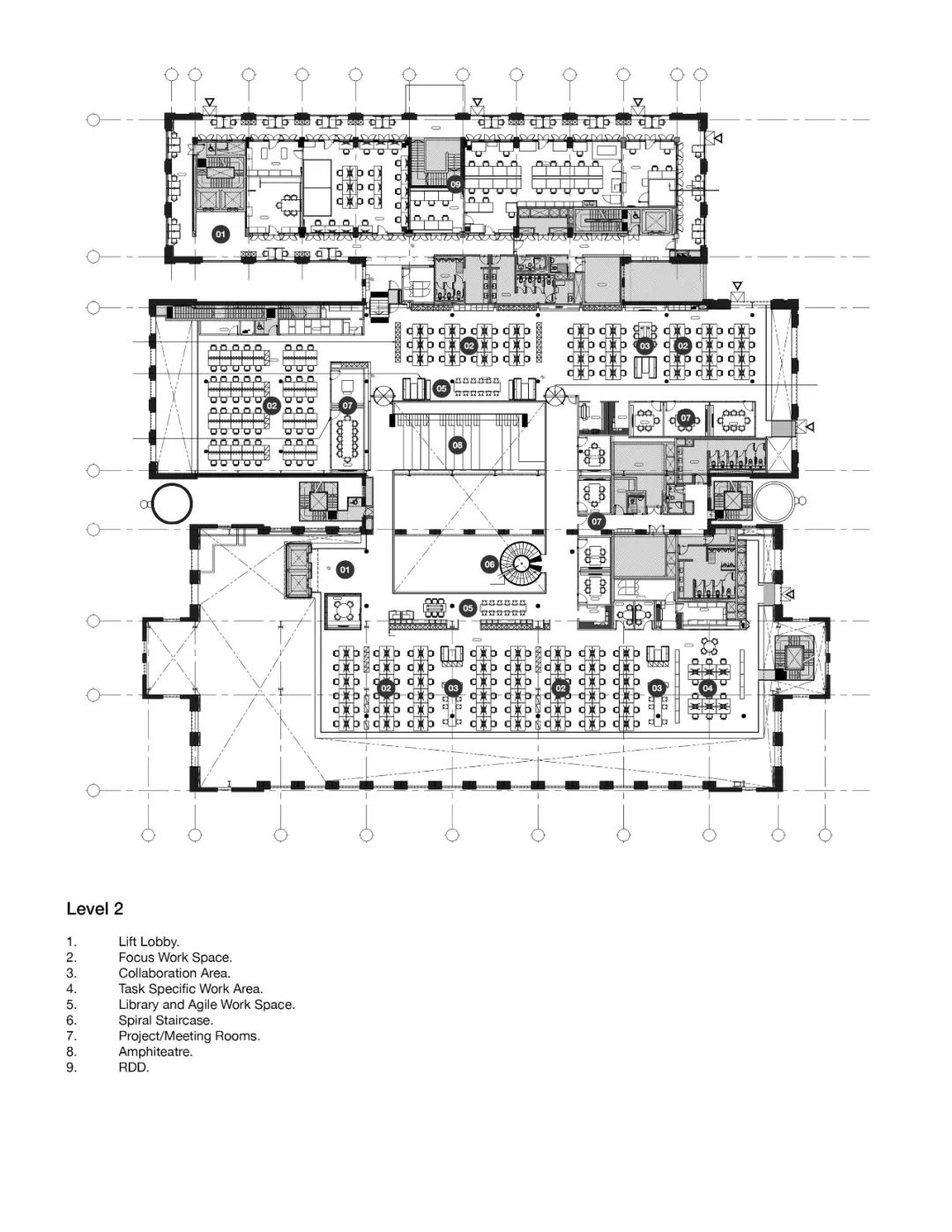 二樓平面圖 Plan 新加坡戴森全球總部Dyson Global HQ／穆氏設計規劃 M Moser Associates