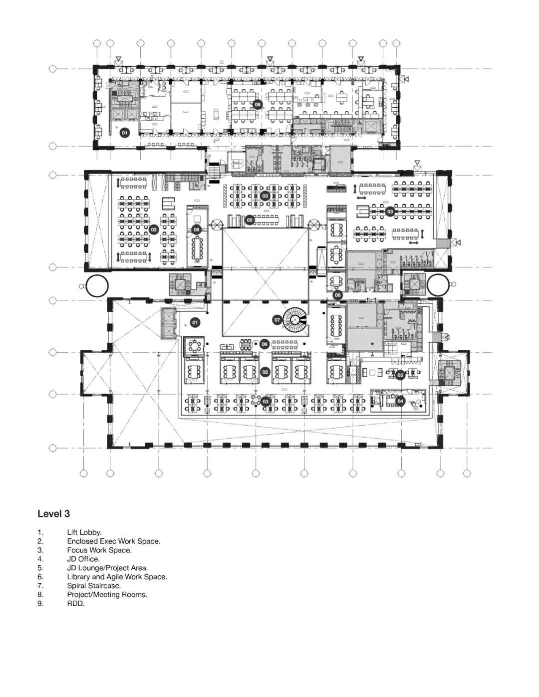 三樓平面圖 Plan 新加坡戴森全球總部Dyson Global HQ/穆氏設計規劃 M Moser Associates