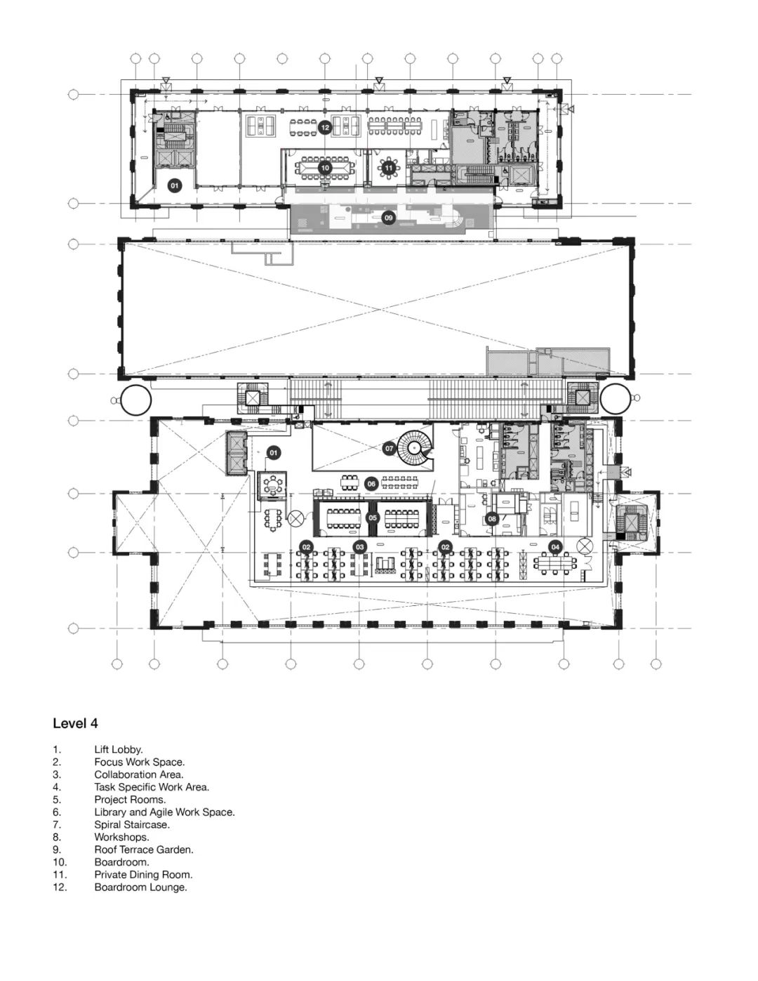四樓平面圖 Plan 新加坡戴森全球總部Dyson Global HQ/穆氏設計規劃 M Moser Associates