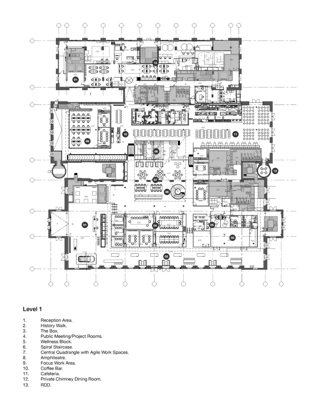 一樓平面圖 Plan 新加坡戴森全球總部Dyson Global HQ／穆氏設計規劃 M Moser Associates