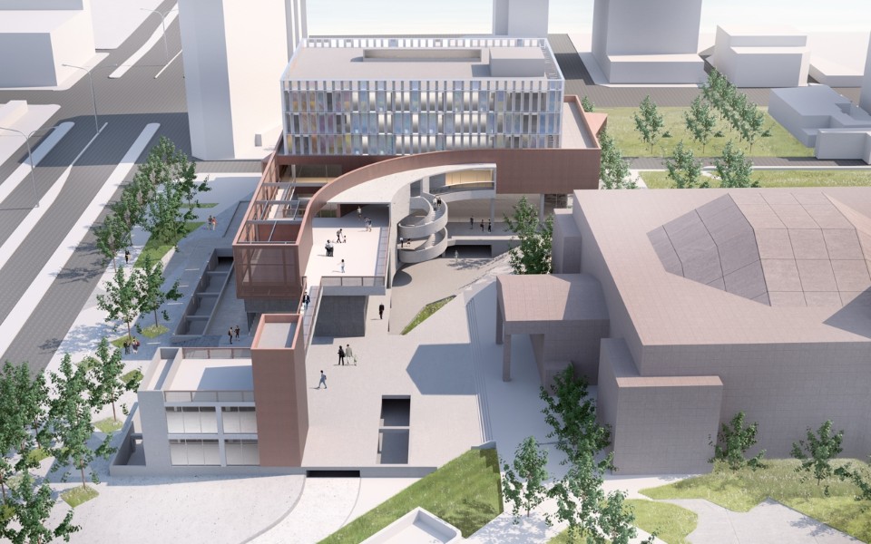 開放空間透視圖 新竹市圖書館新總館競圖提案/姜樂靜建築師事務所