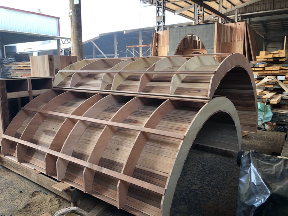 單元模組屋簷製作過程 溪頭國家森林公園 國產材小木屋 木構／方尹萍 方新樵